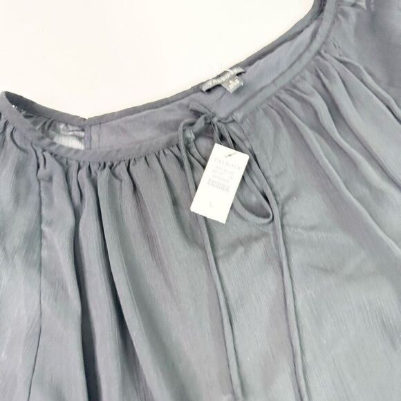Talbots Top Womens Large Black Solid Long-Sleeve Boat Neck Drawstring Blouse NWT - Picture 2 of 10